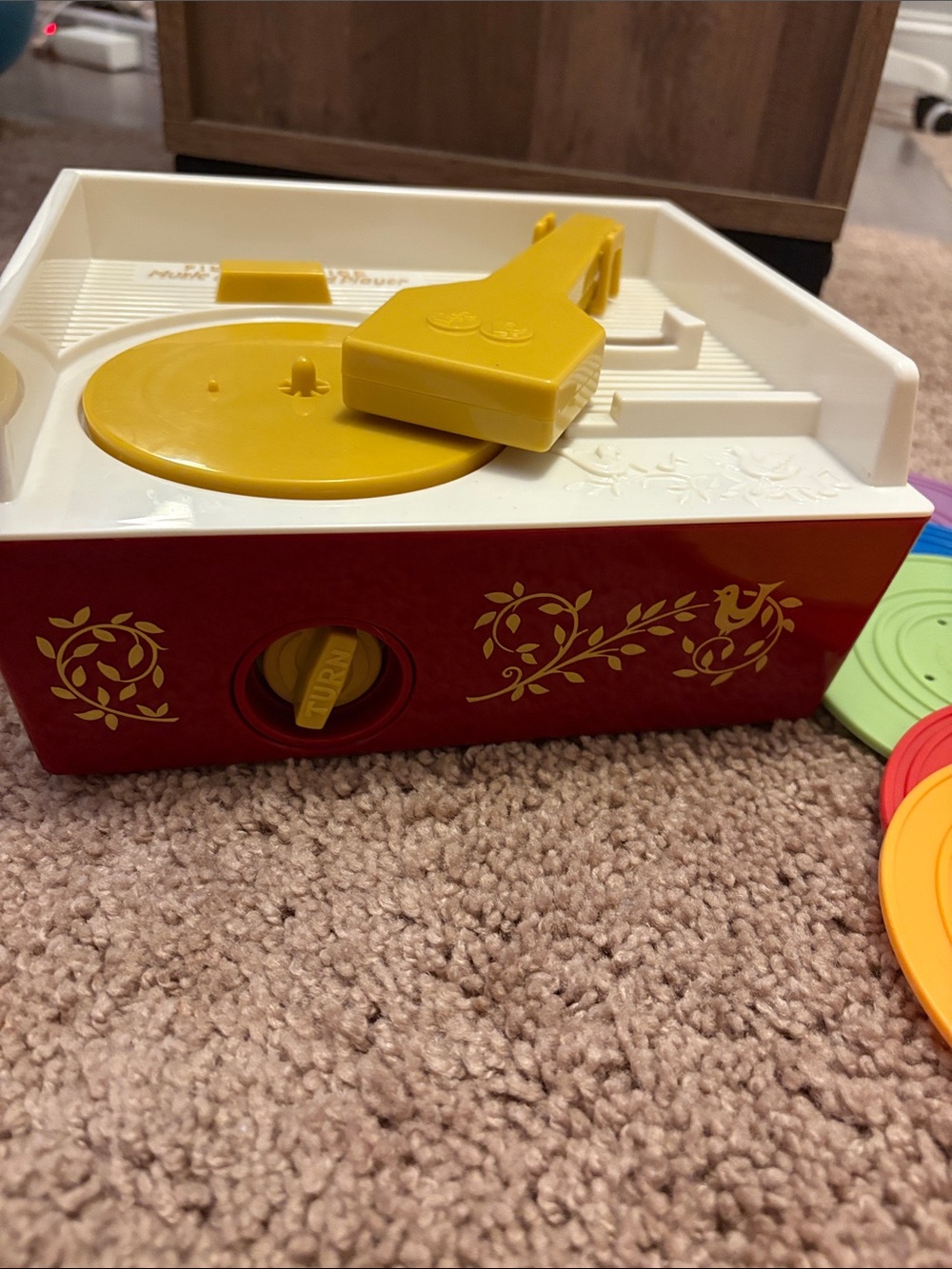 Vintage Style Kids Record Player Toy - Yellow & Red